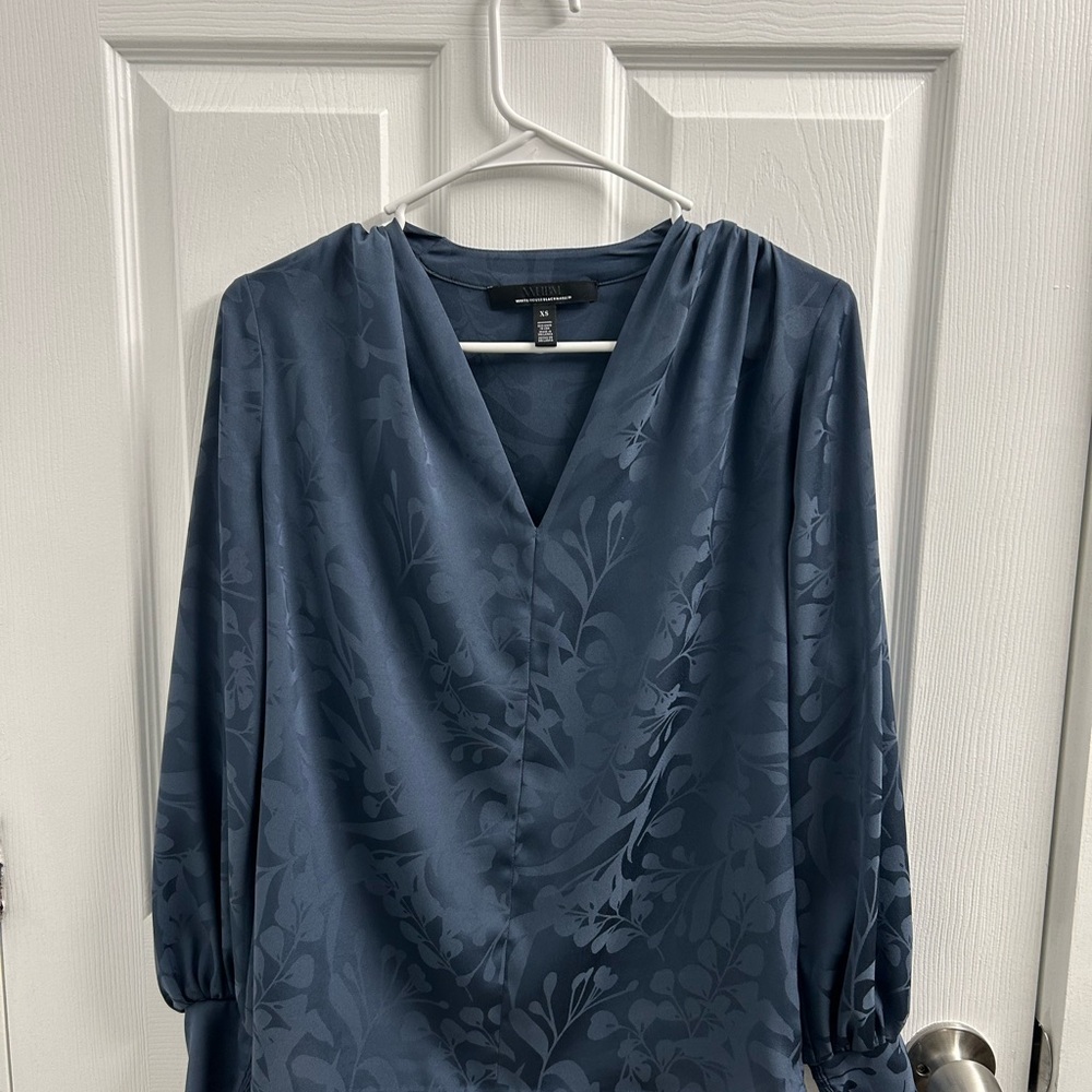 White House Black Market Blue Floral Blouse